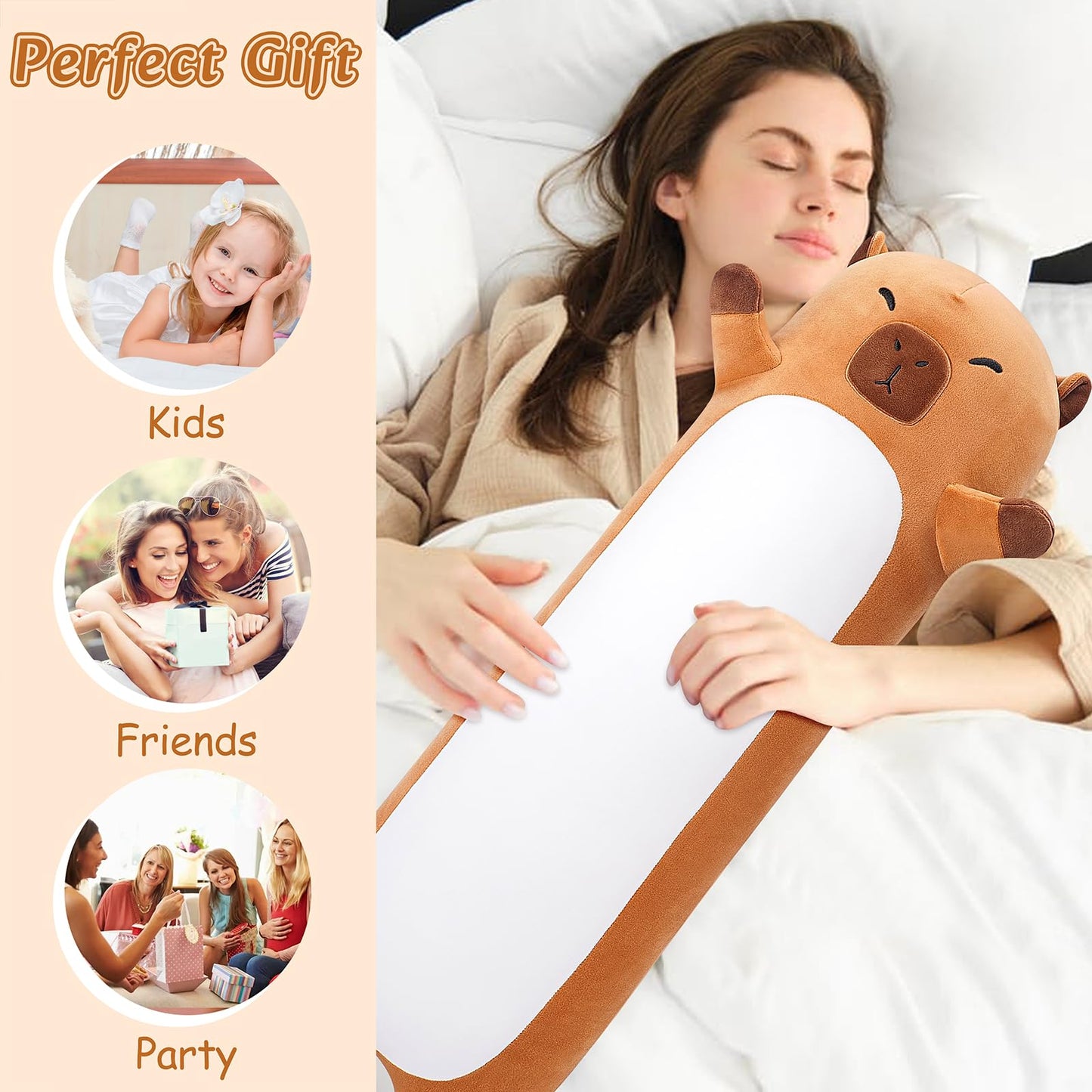 Sprinqdawin Large Capybara Stuffed Animal,33.5” Long Capybara Plush,Cute Plushies Animal Body Pillow,Kawaii Big Plush Toy Animals Gifts,Animals