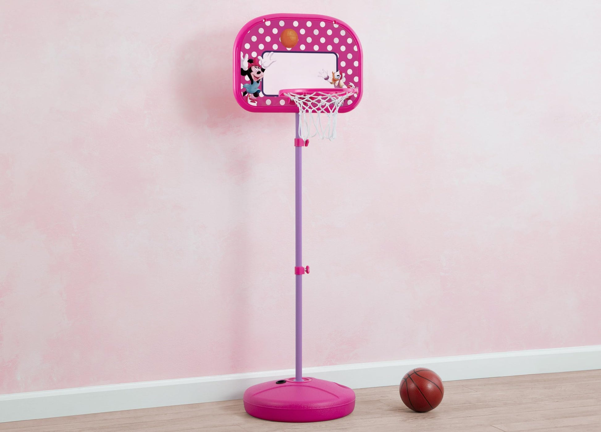 Delta Children - Disney Minnie Mouse Kids Basketball Hoop Set, Height Adjustable Toddler Basketball Goal with Stand, Indoor Outdoor Sports Toy