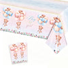 Shalve 2pcs Gender Reveal Tablecloth 137×274 cm Teddy Bear Pattern Table Cover, Boy or Girl Gender Reveal Party Supplies for Baby Shower, Birthday