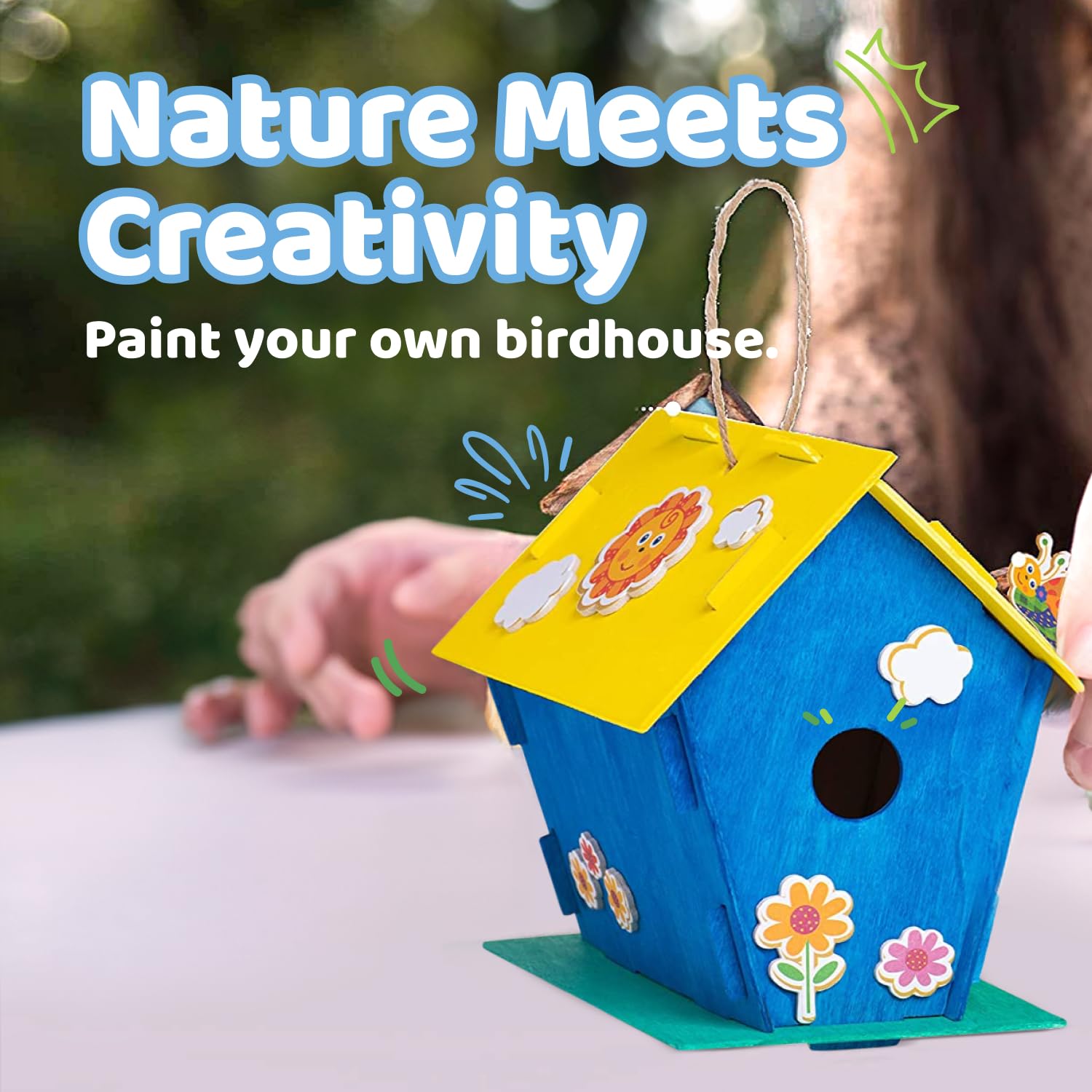 Neliblu DIY 12 Wooden Bird House Kits - Creative Arts and Crafts Set for Adults - Unfinished Wood Birdhouses with Paint Strips, Brushes, Stickers