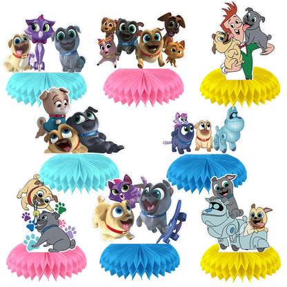 Puppy Dog Pals Party Decorations Honeycomb Centerpiece, 8 Pieces Puppy Dog 3D Double Side Cake Toppers Table Centerpieces, Puppy Pals Photo Backdrop