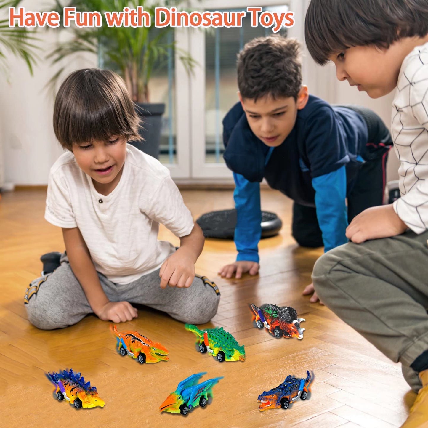 Dinosaur Toys Pull Back Cars 6Pcs Dinosaur Toys for Kids 3-5 Toddlers Boy Toys Age 3 4 5 and Up Dinosaur Cars Dino Toys for 3 Year Old Boys Girls Dino