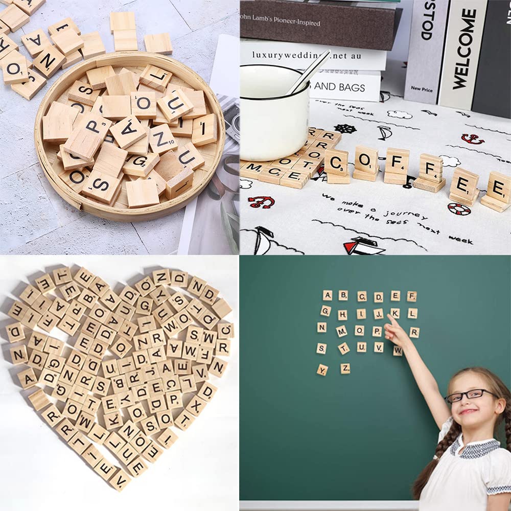 1000PCS scrabble letters for crafts - DIY wood gift decoration - making alphabet coasters and scrabble crossword game wood letter tiles/wooden