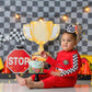 YOUAME Race Car 1st Birthday Crown - Plaid Party Crown, Boy Hat Outfit, Fast One Birthday Decor, Racing Photo Prop