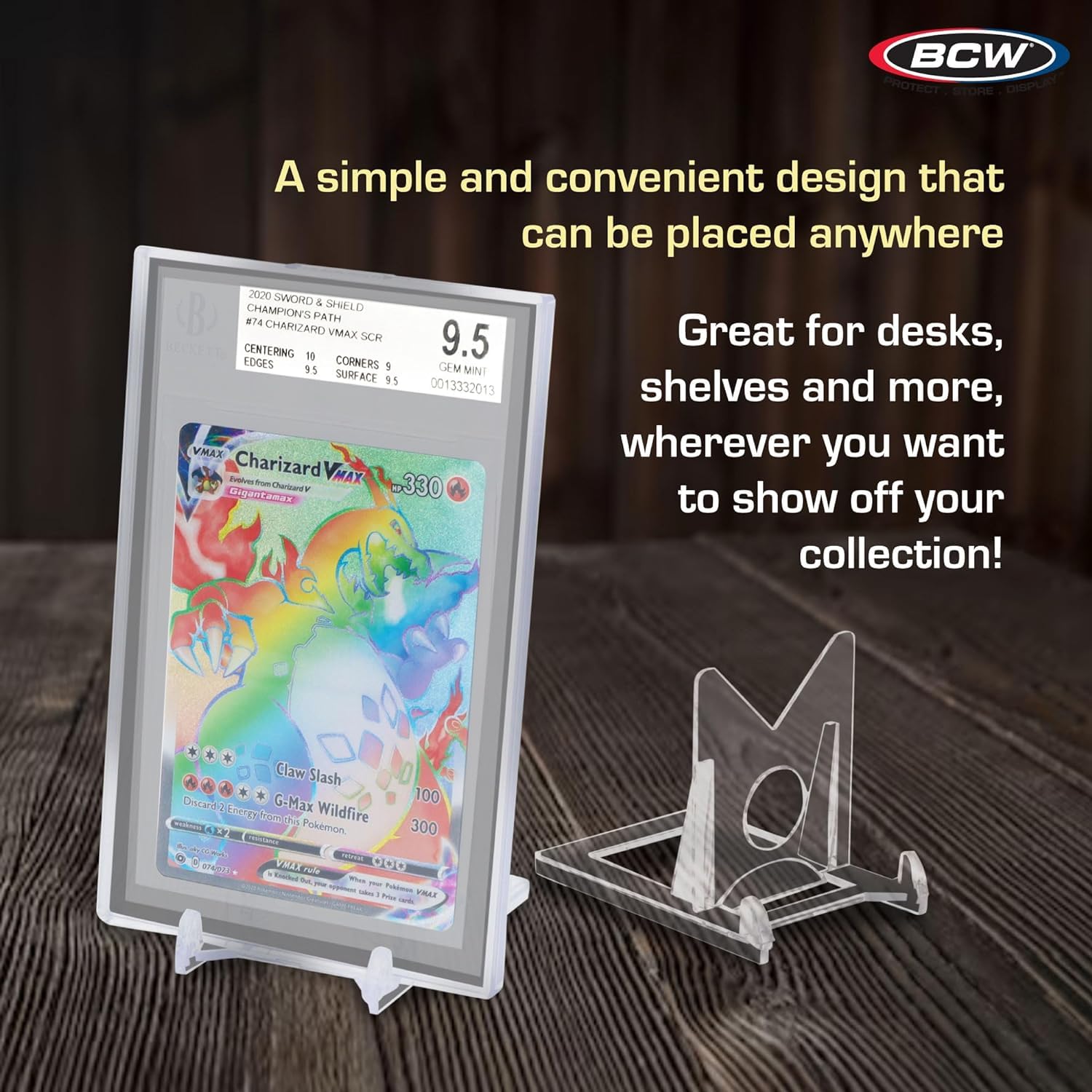 BCW 2-Piece Card Display Stands | Showcase Top Loaders, Magnetics, Screwdowns |Trading Card Display| Card Display Stand | Card Stand | Semi Rigid Card