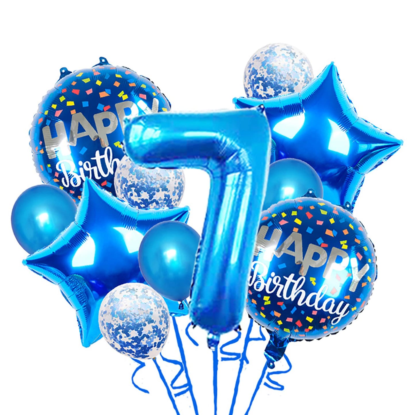 Balloons, 11 pcs Foil Balloons 7 year old for 7st Birthday Party Supplies Decoration? Confetti Balloon Kids Party Balloons Birthday Party Supplies 7