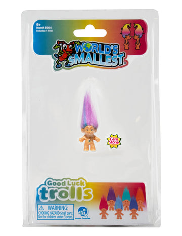 World's Smallest Good Luck Trolls. Miniature Figure with a Good Luck Gemstone in its Belly to Match The Color of its Hair! Each Sold Seperately