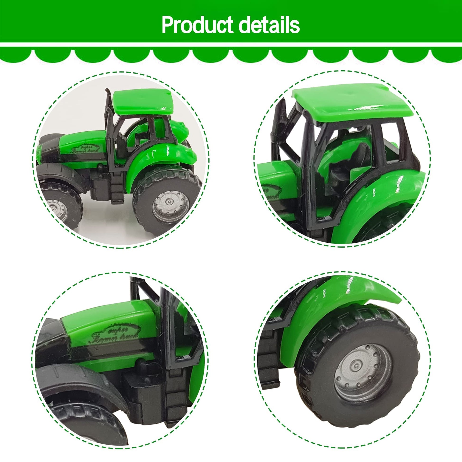 26 PCS Mini Farm Animal Tractor Cake Topper Set with Tree Farmer Fences Cow Pig Sheep Figures Tractor farmer Cake Topper for Boy Girl Birthday Party