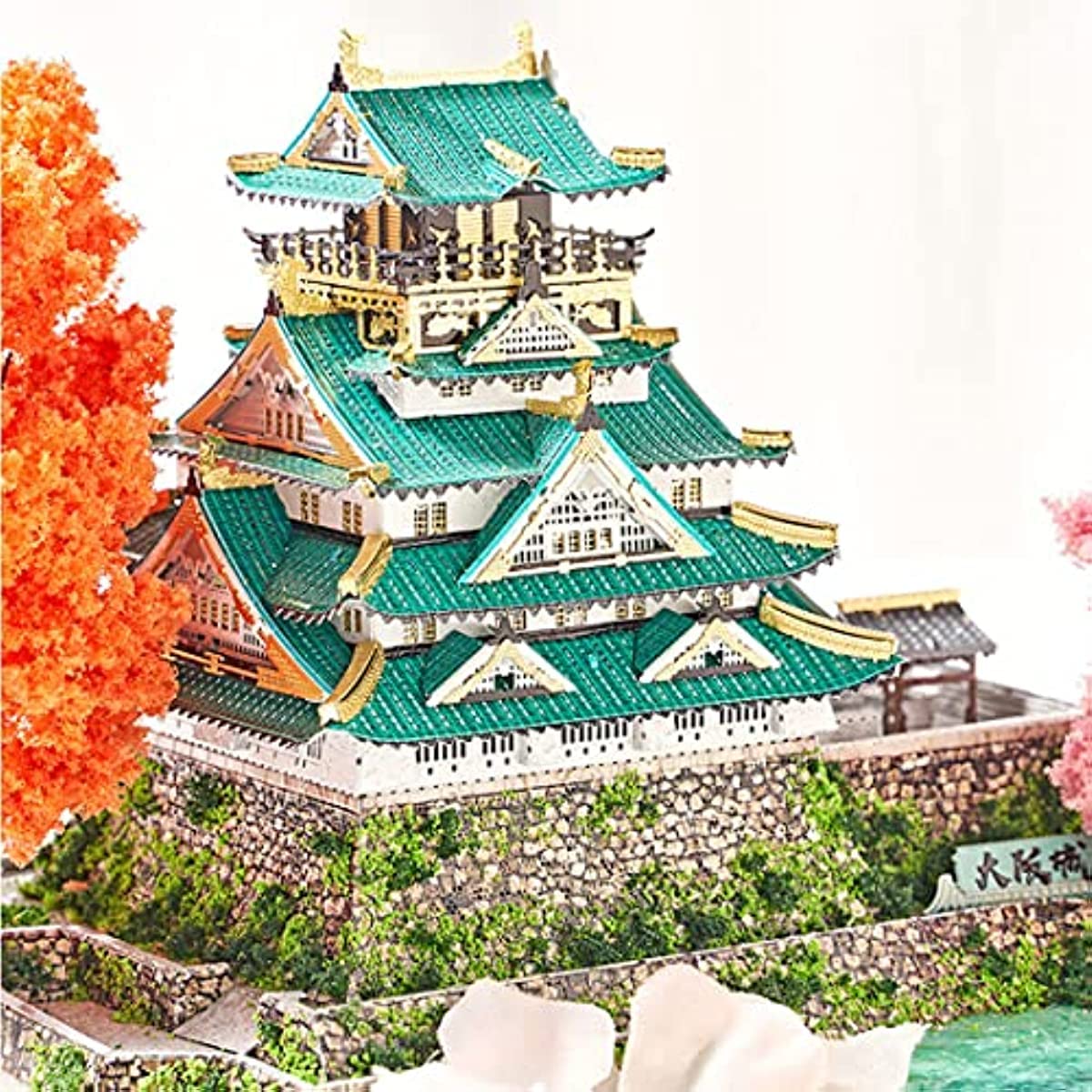 3D Metal Puzzle Osaka Castle Model Kits with LED and Tools, DIY Assembly Architecture 3D Metal Model Kits to Build for Adults - 180 Pieces