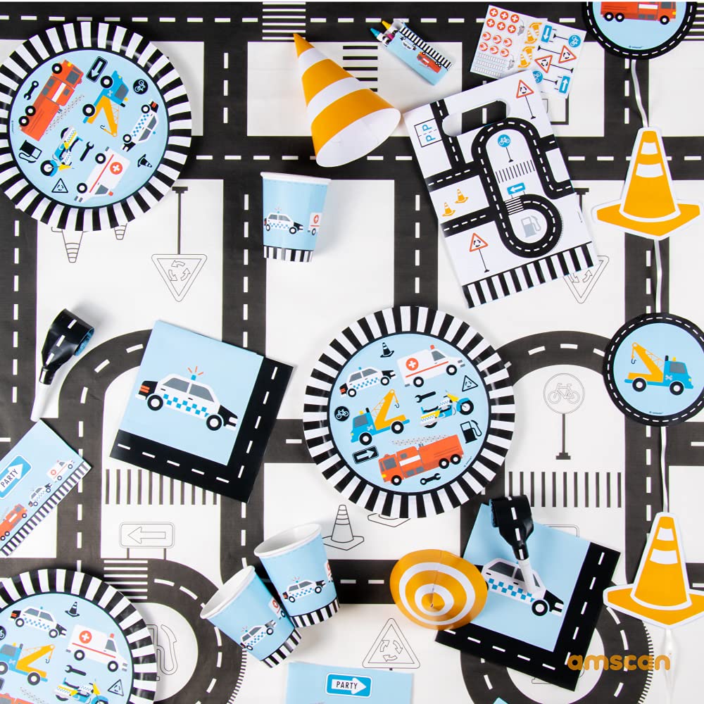 amscan On the Road Paper Tablecover 1.2m x 1.8m, White