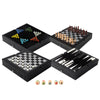 GSE Games & Sports Expert 12.5" Premium Leather 5-in-1 Chess, Checkers, Backgammon, Chinese Checkers, and Poker Dice Board Game Combo Set for Kids