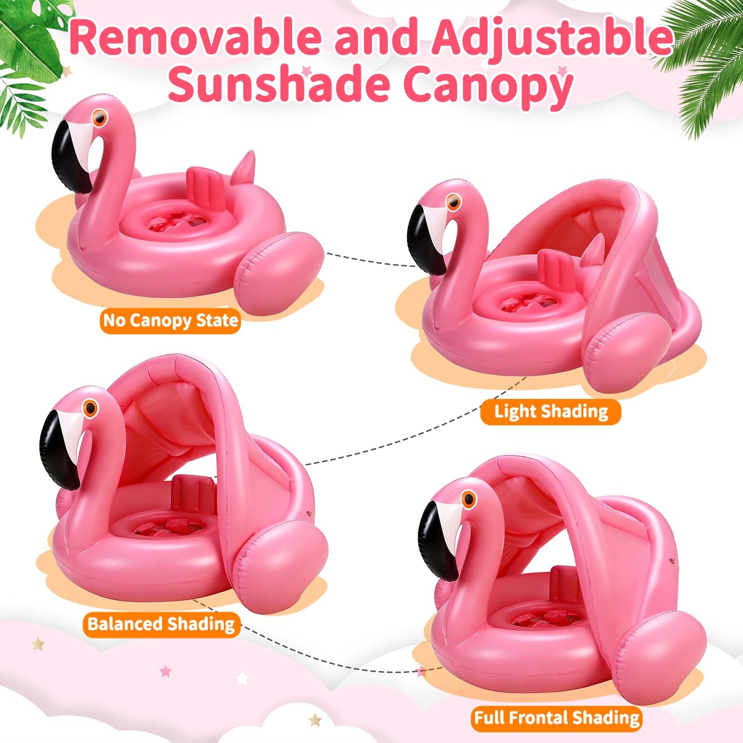 Flamingo Baby Float with Canopy,Baby Pool Float