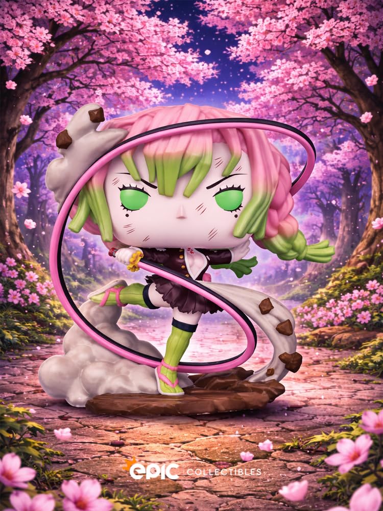 Epic Collectibles Pop Anime: Demonslayer - Mitsuri Kanroji with Flowing Love Blade Exclusive Vinyl Figure Included with Box Protector Compatible for