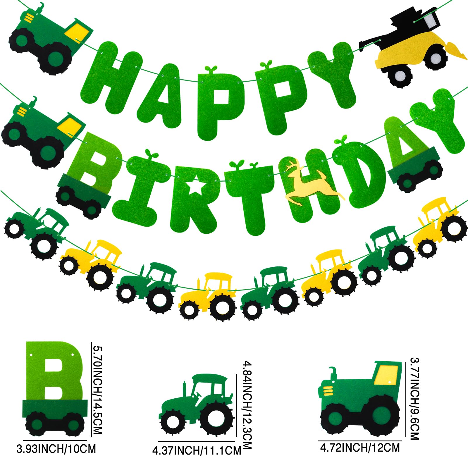 Green Tractor Birthday Banner Set with Tractor Garland Banner for Tractor Farm Themed Birthday Party Supplies Favors Decorations