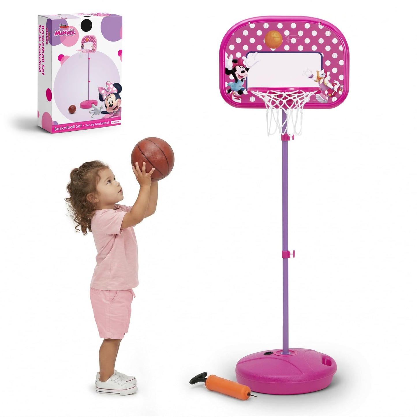 Delta Children - Disney Minnie Mouse Kids Basketball Hoop Set, Height Adjustable Toddler Basketball Goal with Stand, Indoor Outdoor Sports Toy