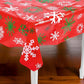 Fun Express Red Snowflake Printed Tablecloth Roll for Christmas (100 feet Long and Disposable) Party Supplies