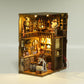 NEXTIPS Magic Academy Book Nook Kit with LED Lights - 3D Wooden DIY Miniature Library for Bookshelf Decor, Gift for Harry Potter Fans