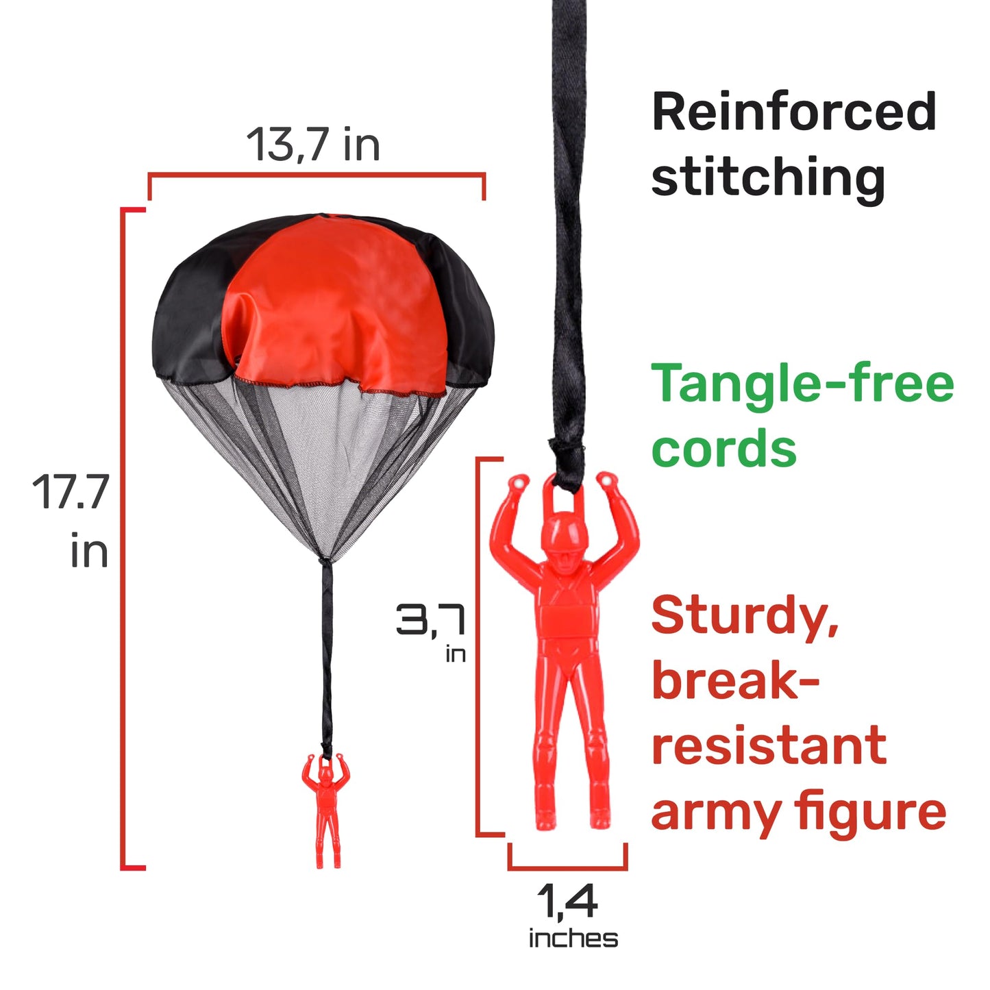 NUTTY TOYS Parachute Toys for Kids - Tangle Free Outdoor Flying Parachute Men, Top Indoor & Outside, 3 4 5 6 7 8 9 10 11 12 Year Old, Best Christmas