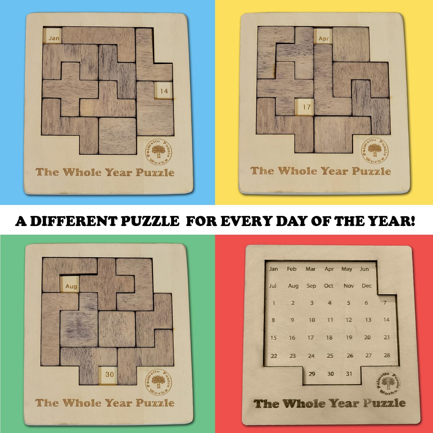 Palmetto Puzzle Works The Whole Year Puzzle - Wooden Puzzles for Teen' & Adults, Educational Games for Families & Gift Ideas for Classroom Games