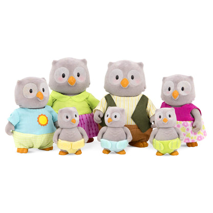 Li'l Woodzeez - The McHoot Owl Family - Set of 7 Collectible Posable Owl Figures - Pretend Play Doll Figures - 3+ Years - Encourages Imaginative Role