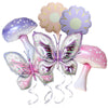 Pink Purple Mushroom Balloons Butterfly Balloons, 6 Pack Pastel Mushroom Butterfly Foil Balloon, Fairy Themed Party Decoration For Decorating Birthday