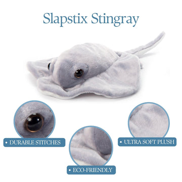 The Petting Zoo Stingray Stuffed Animal Plushie Slap Bracelet, Gifts for Kids, Slapstix Sealife Animals, Grey Stingray Plush Toy, 10 inches