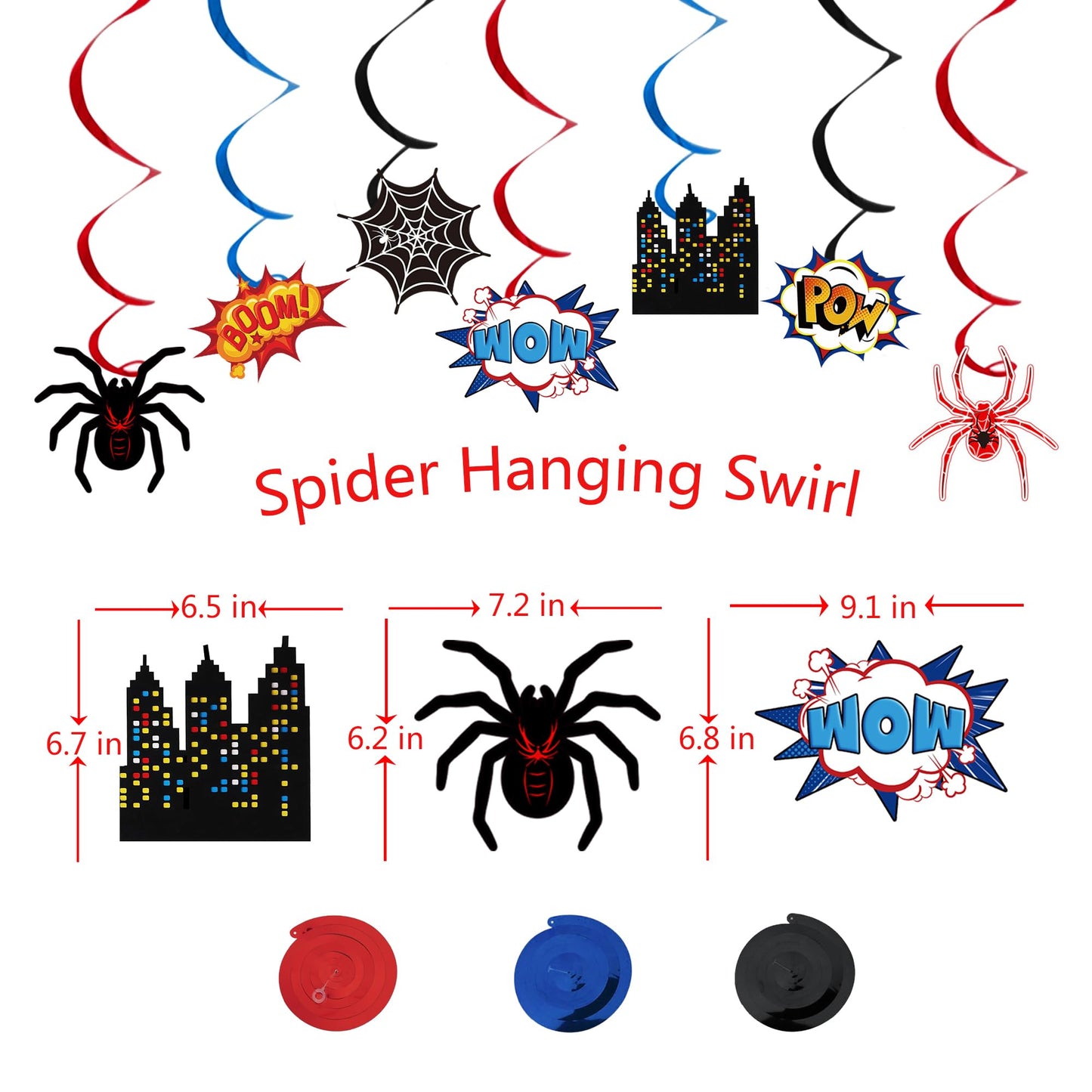 Spider Party Decorations Spider Web Themed Tablecloth Happy Birthday Banner Hanging Swirls for Baby Shower Spiders Birthday Party Supplies (Spider