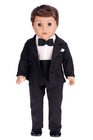 DreamWorld Collections Tuxedo - 5 Piece Tuxedo for 18 Inch Doll - Jacket, Pants, Belt, White Shirt and Dress Shoes (Doll Not Included)