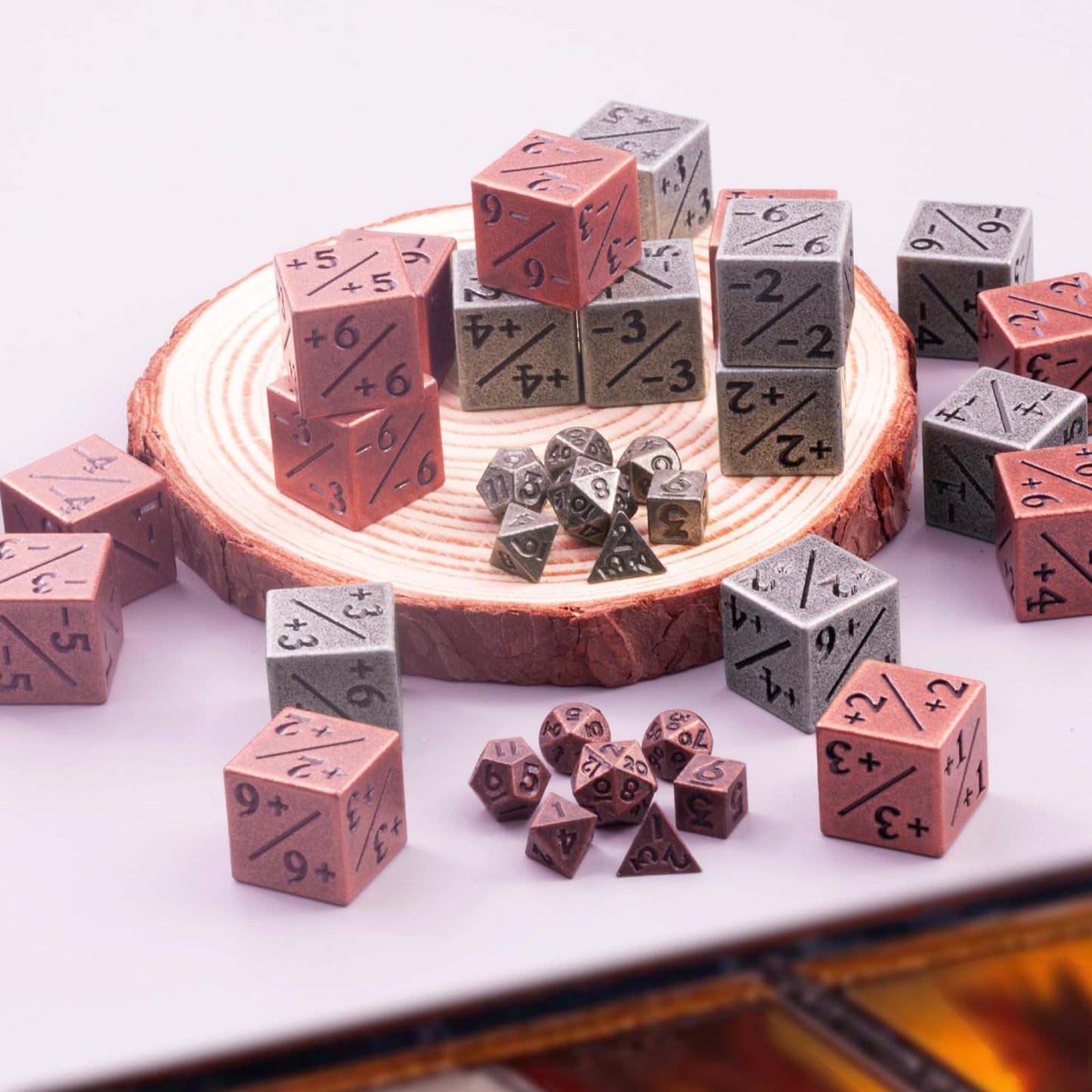 MTG Dice Metal MTG Counter Dice Set, Counter 6-Sided Dices 24 Pieces, Plus 14 Pieces Dungeons and Dragons Dices Set Accessories Suitable for MTGs