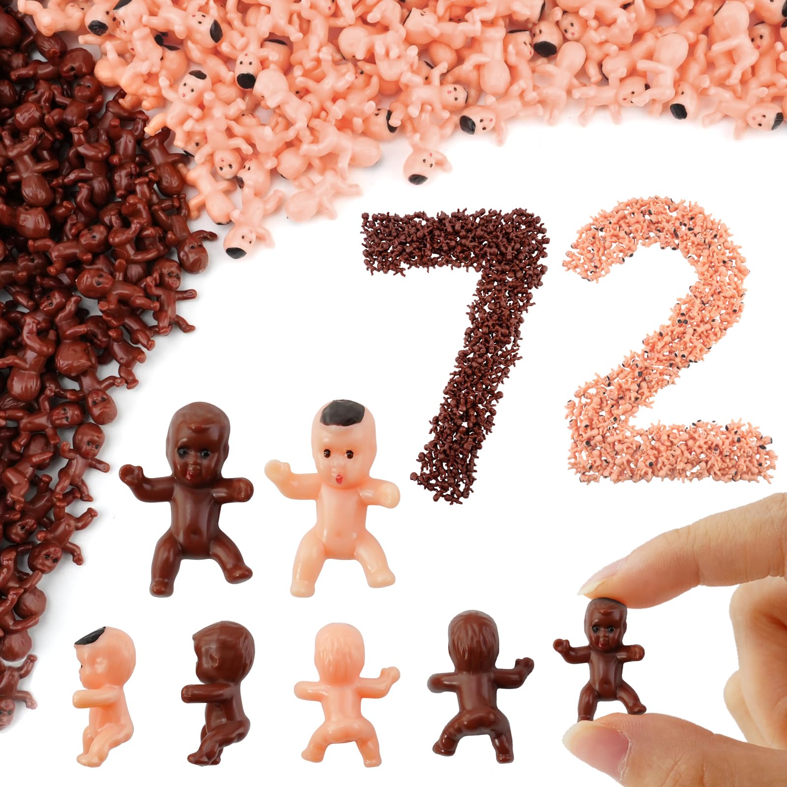 JUXINDA 72 Baby Shower Ice Cube Game Mini Plastic Baby/Party King Cake Toppers (Latin+Black)