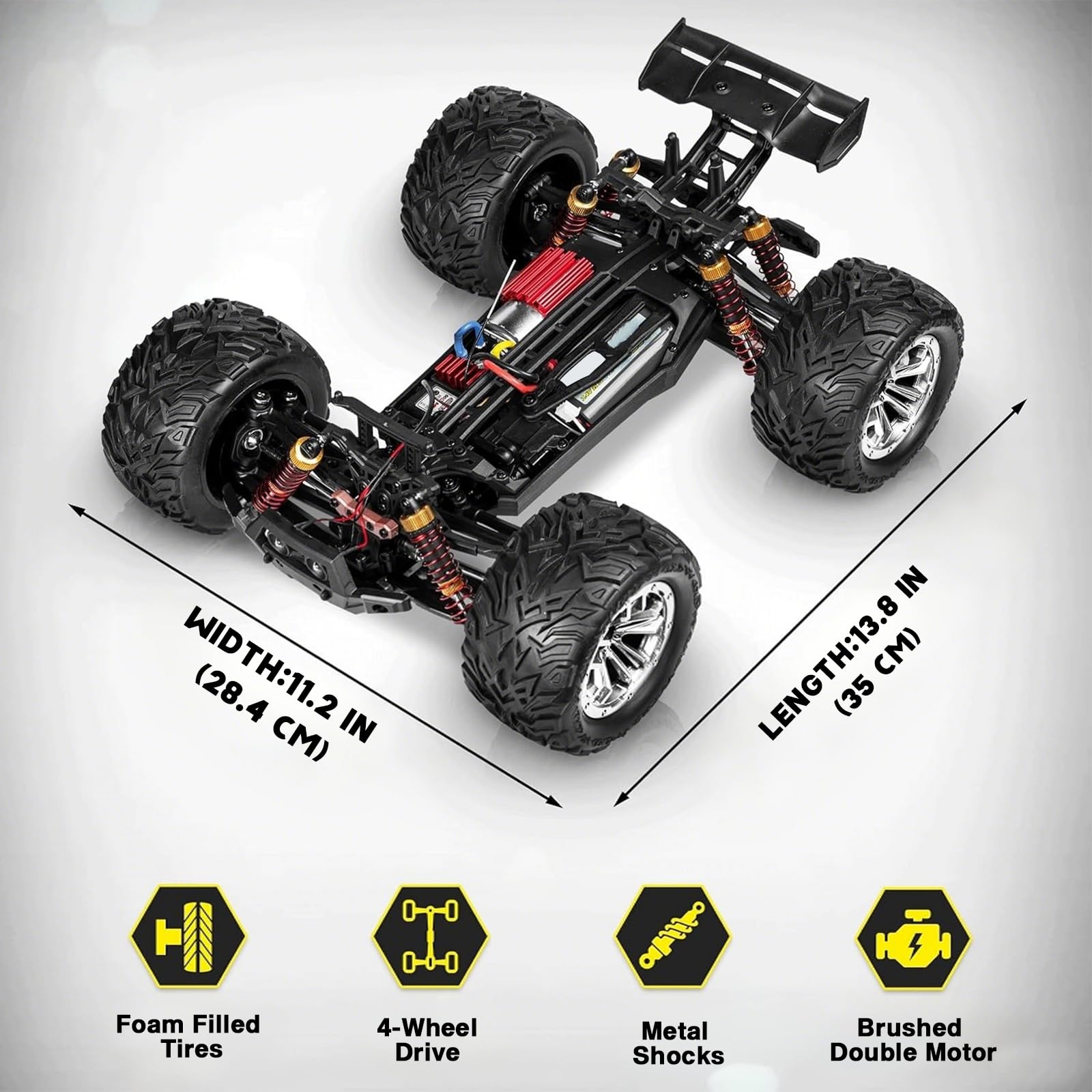 Verahaus 4x4 RC Cars for Adults 48kmh High-Speed - 1:12 Scale Large Waterproof Remote Control Truck, Offroad Electric Monster Car, 2 Batteries 30+ Min