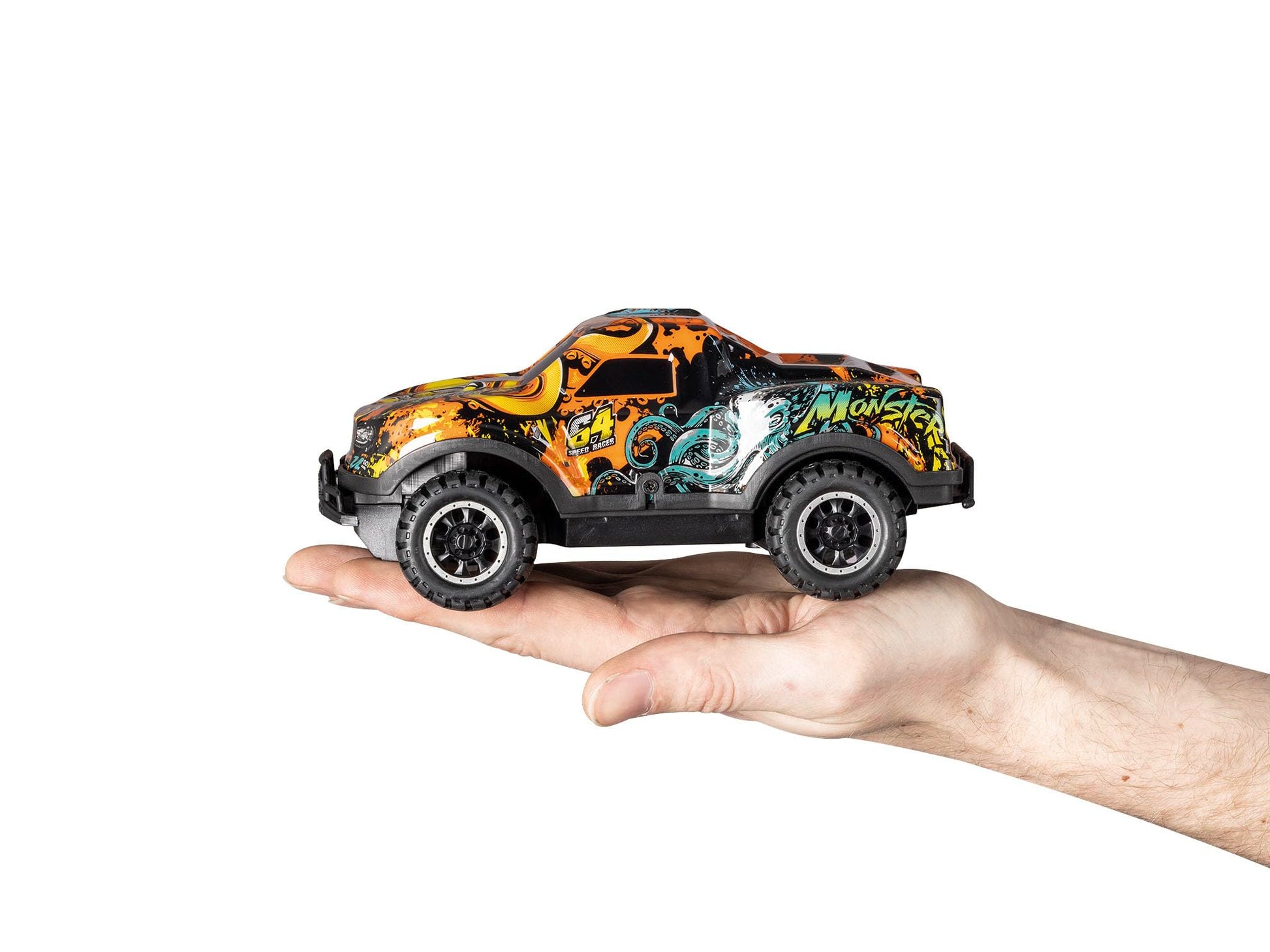 Revell Ghost Driver Remote Control Toy Car for Kids Light Up Toy 2.4GHz RC Cars Truck Gifts for 6 7 8 9 10 Years Old Boys Girls, Orange