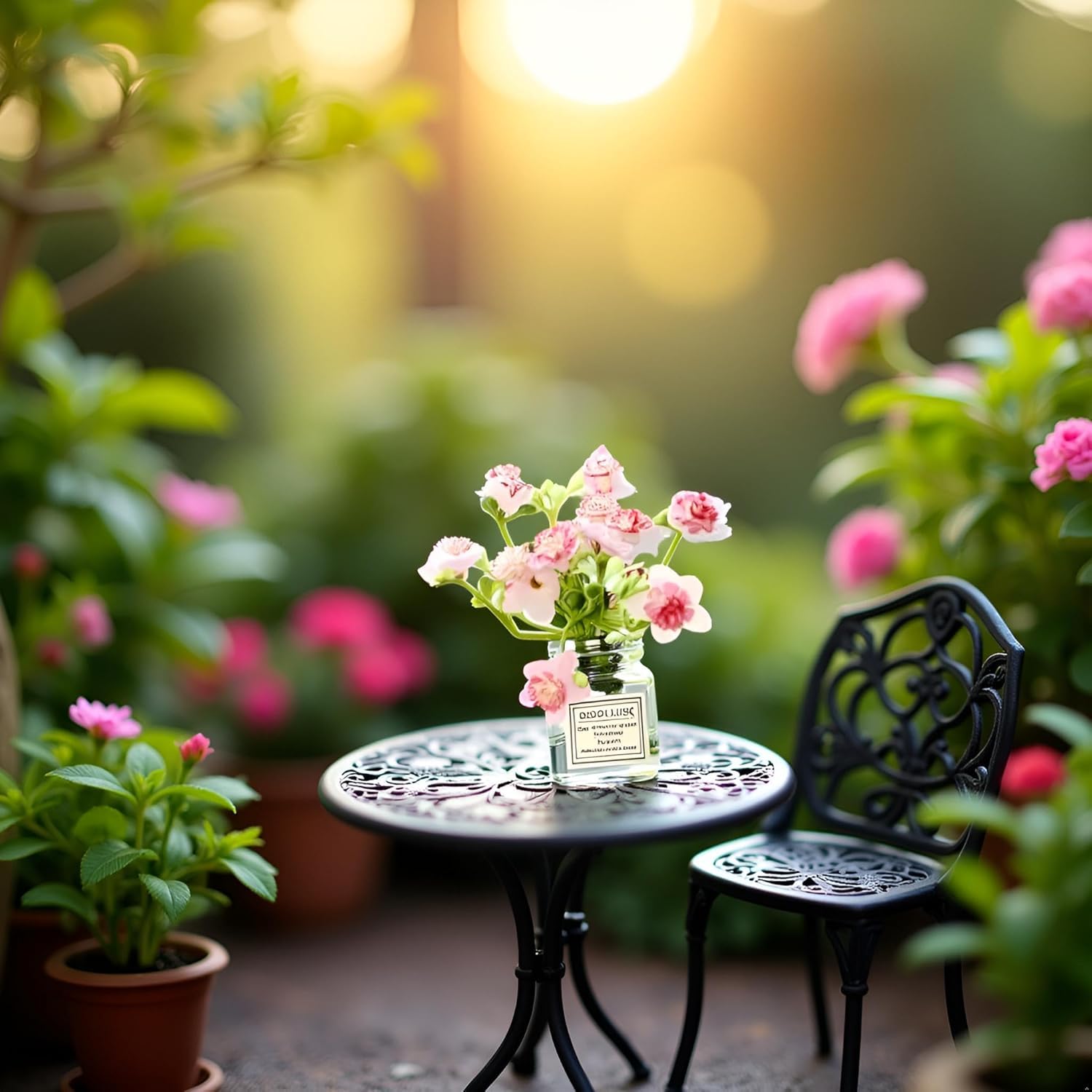 Miniature Flowers in Vase Set - 1:6 Scale Dollhouse Décor with Realistic Details, Tiny Floral Arrangements for Micro Landscape, Train Platform