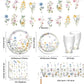 Wildflower Party Supplies Spring Floral Party Supplies Tableware with Wildflower Plates Napkins Cups Tablecloth Banner for Girls First Birthday Floral
