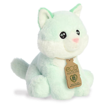 Aurora® Eco-Friendly Eco Nation™ Neo Kitty Stuffed Animal - Environmental Consciousness - Recycled Materials - Green 8.5 Inches