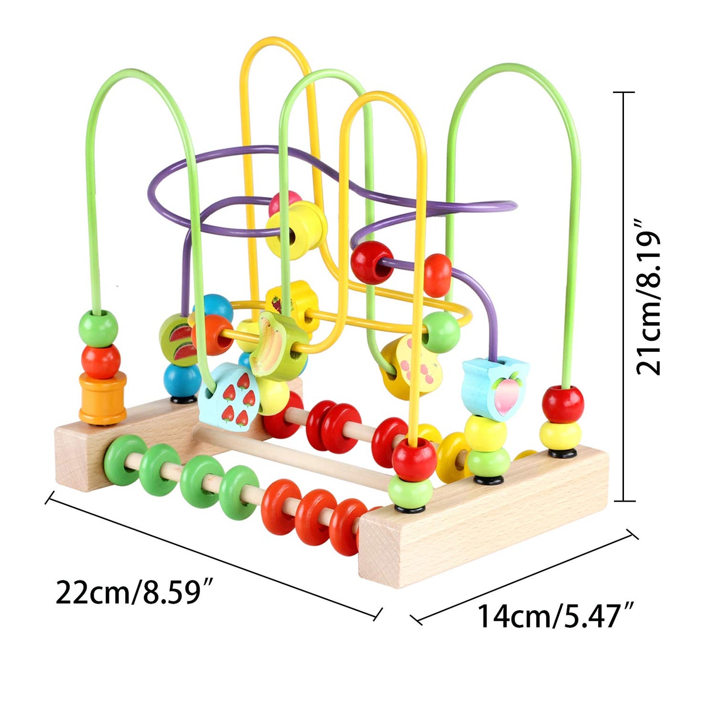 Wondertoys Bead Maze Toy for Kids Wooden Colorful Abacus Roller Coaster Educational Circle Toys Bead Maze Activity Cube Sensory Toys for Children