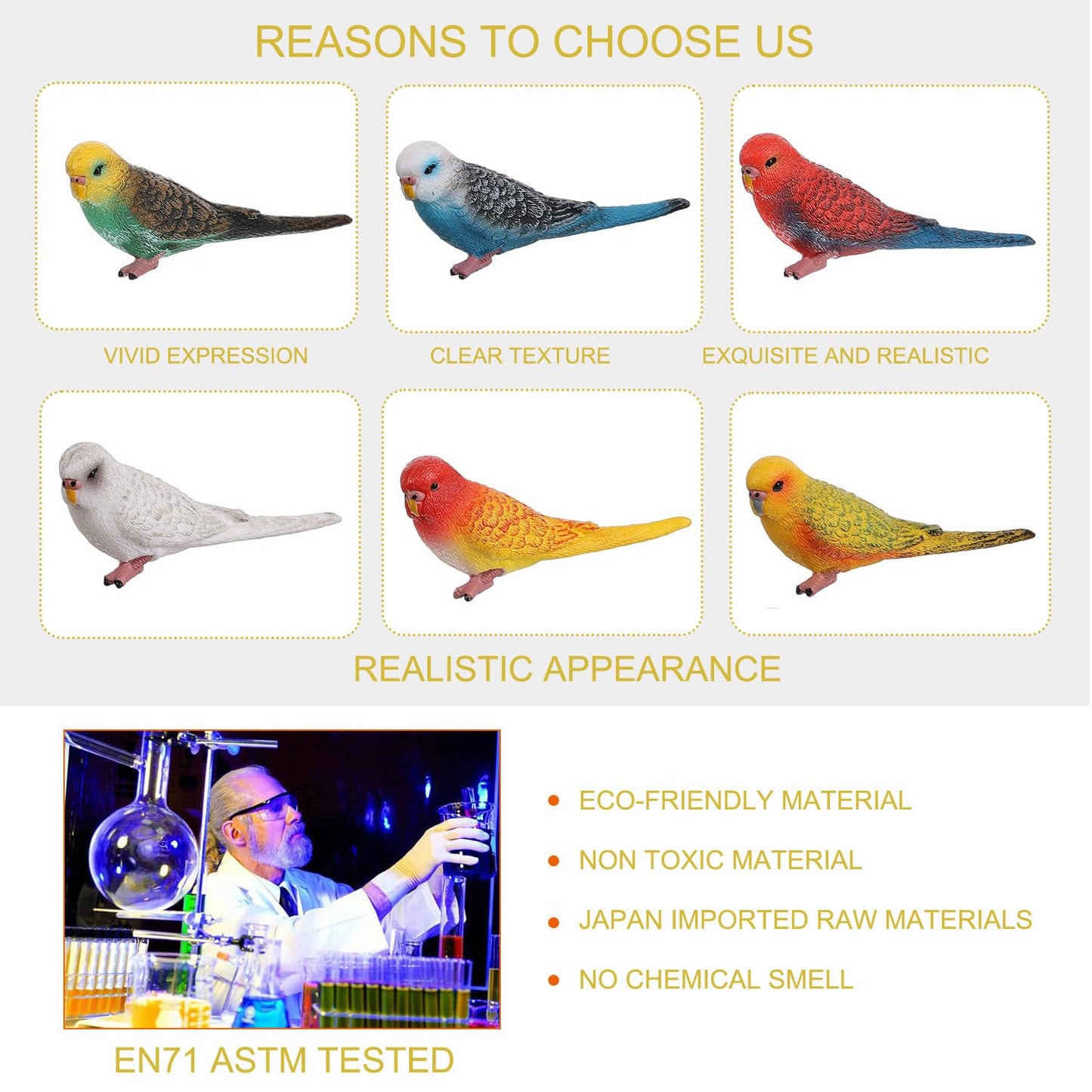 JOKFEICE Birds Figures - 6pcs Realistic ParrotToys Animal Figures Set - Simulated Plastic Animal Models Toys Kids Educational Toys for Boys and Girls