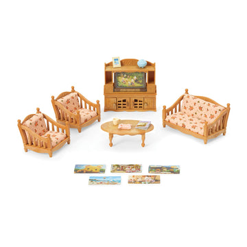 Calico Critters - Comfy Living Room Set - Dollhouse Furniture Sets - Kids Pretend Play Toy, Miniature Dollhouse Furniture & Accessories, Ages 3+