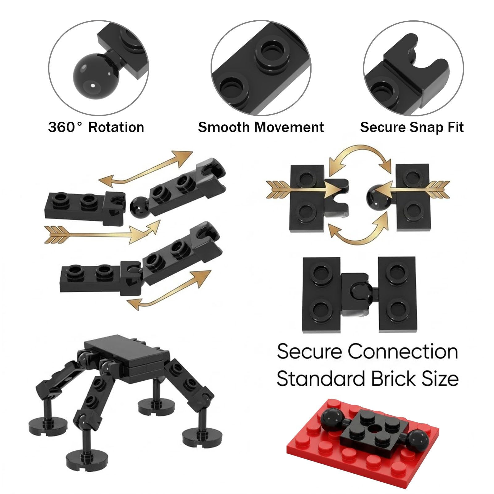 LANMANUO 300 Piece MOC Modified Joint Tow Ball Building Blocks 1x2 Classic Building Plate Bulk War Machine Early Learning Education Gifts
