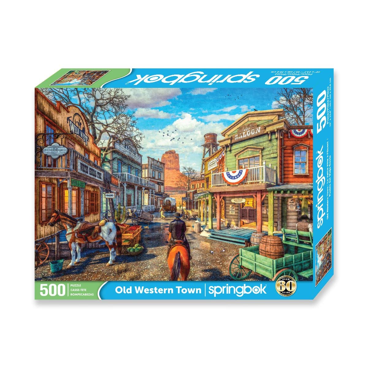 Springbok's 500 Piece Jigsaw Puzzle Old Western Town - Made in USA