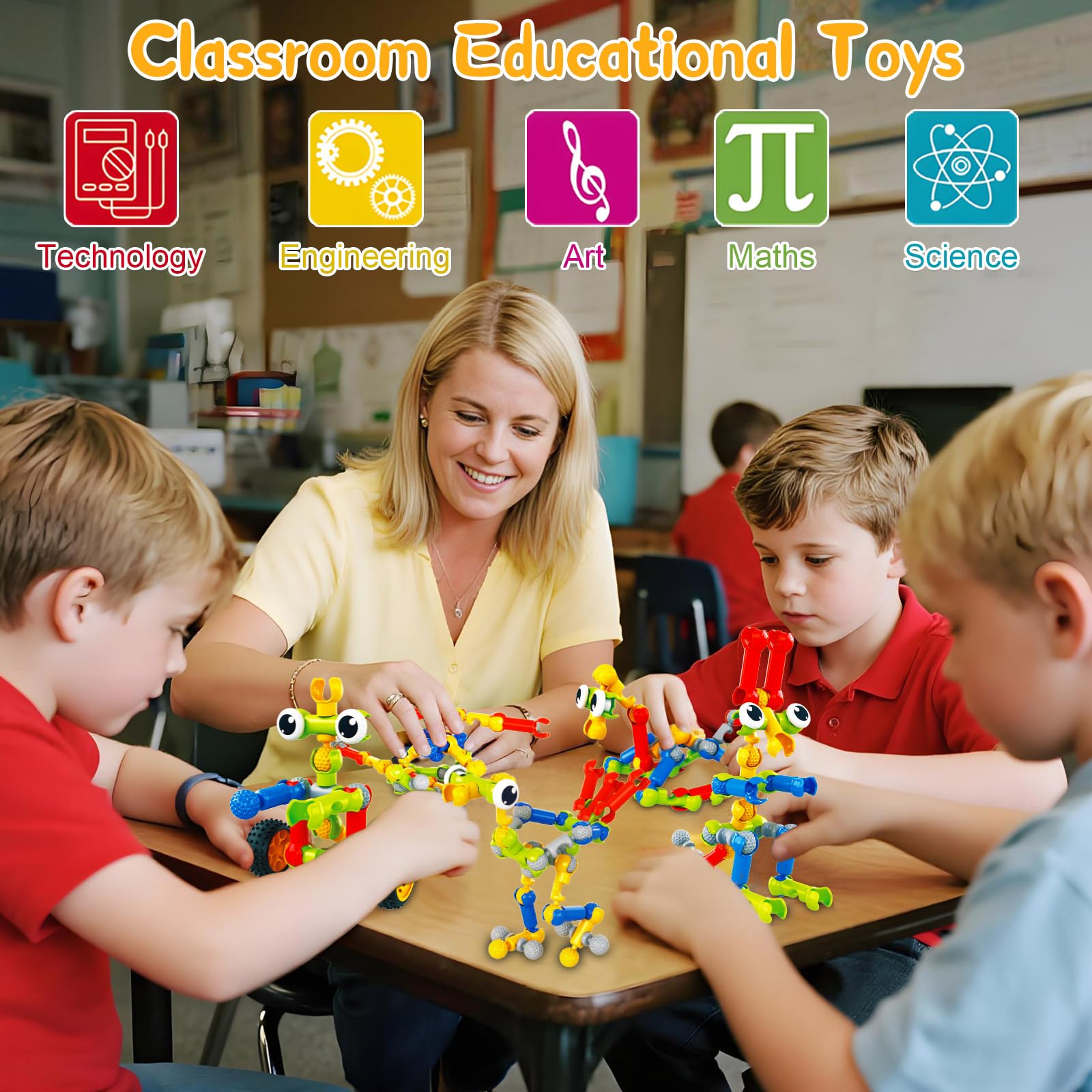 Caferria Building Blocks STEM Toys for 3 4 5 6 7 8+ Year Old Boy Girl Birthday Gift, 142 Pcs Building Toys for Preschool Classroom Educational Toy