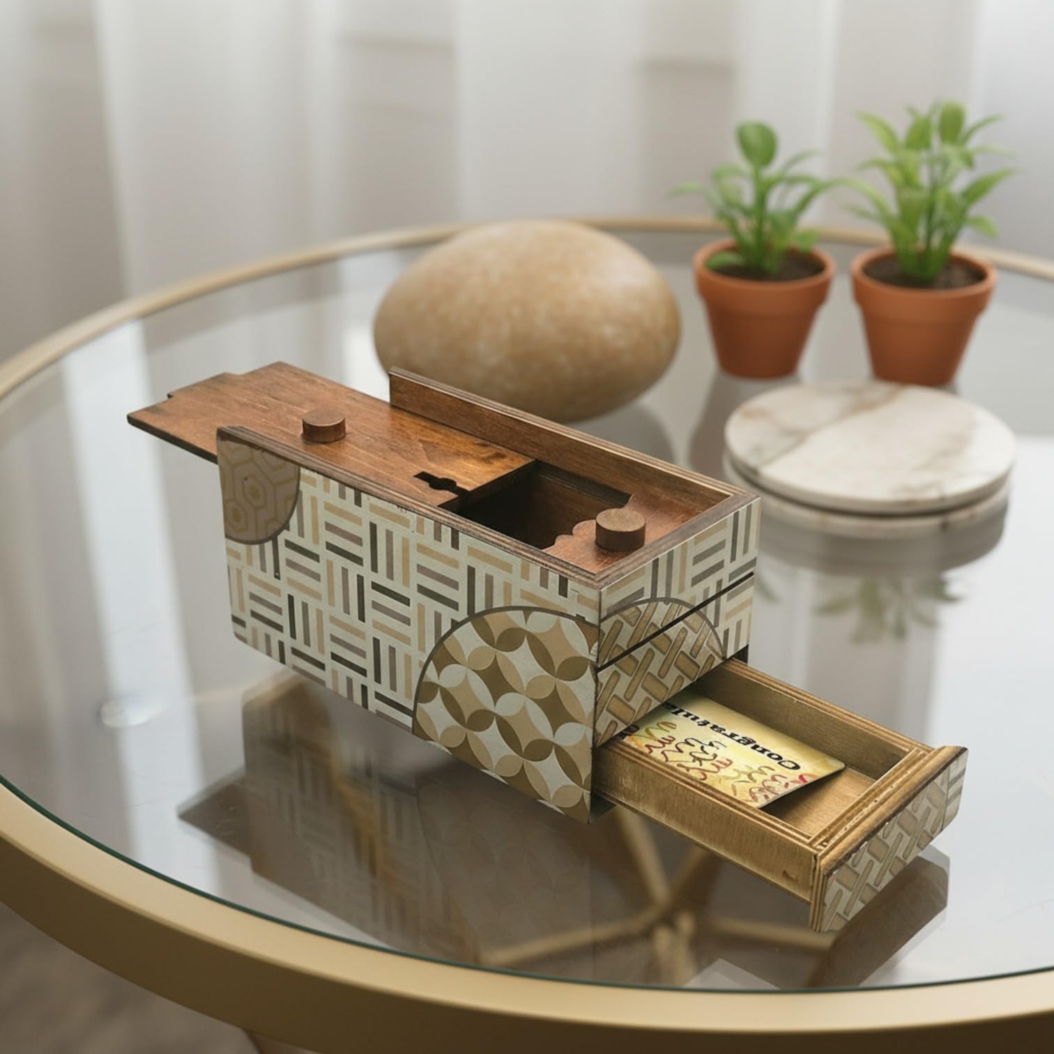 Enigma Decode Secret Puzzle Box Money and Gift Card Holder Magic Trick Lock