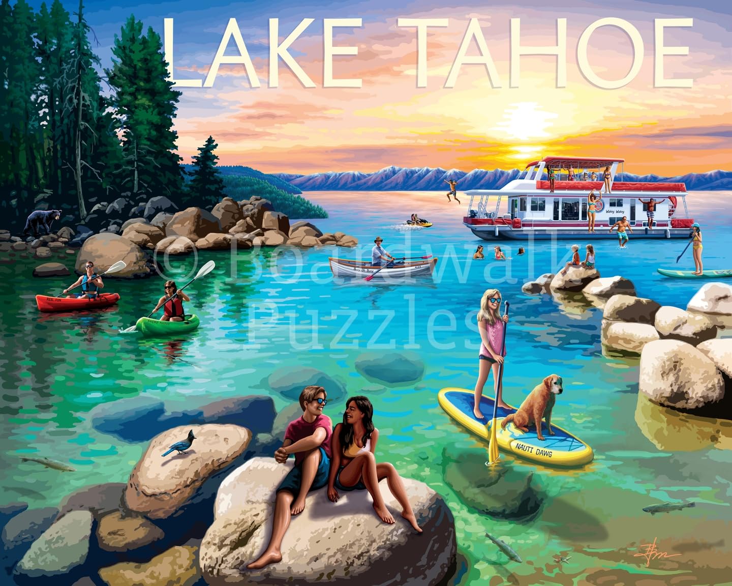 Boardwalk Lake Tahoe 210 Piece Personal Puzzle, Jigsaw Puzzles with Premium Box, Lake Tahoe Gifts for Adults, 6"x8"