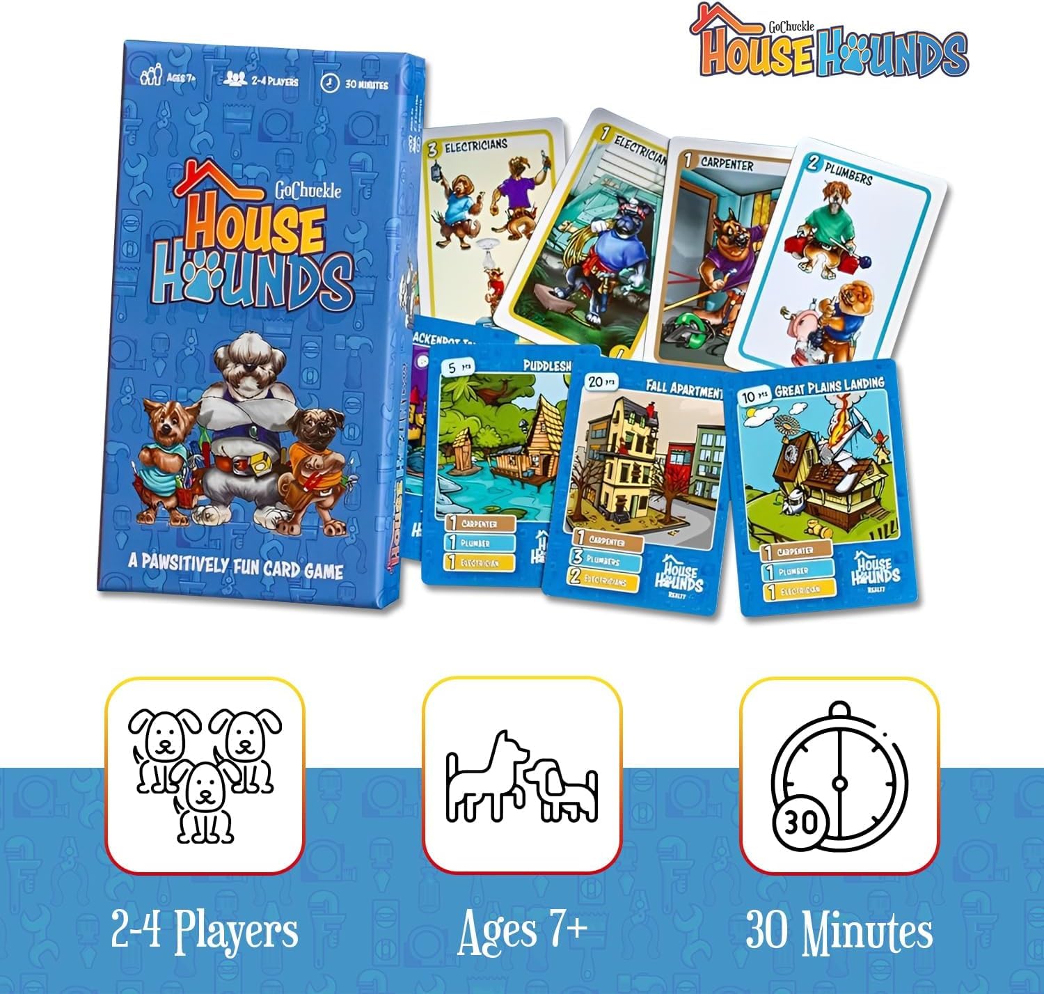 GoChuckle House Hounds Set Collection Card Game - A Race to Collect Workers Needed to Fix up Broken Down Houses, Strategy Game for Families, Adults