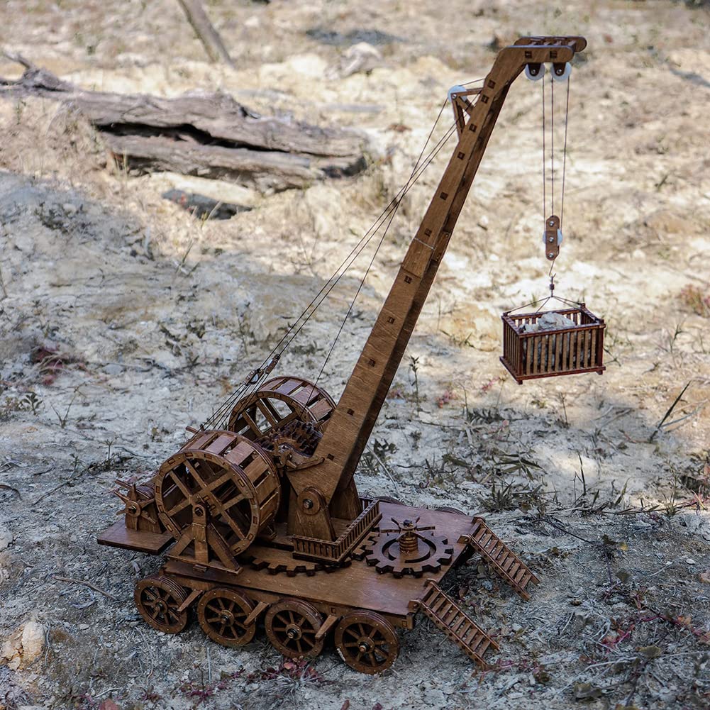 YAQUMW European Medieval Retro Wooden Cranes Crafting and Building Challenging Tabletop Game Toy Model Kits-1:36 Scale DIY 3D Wooden Puzzles