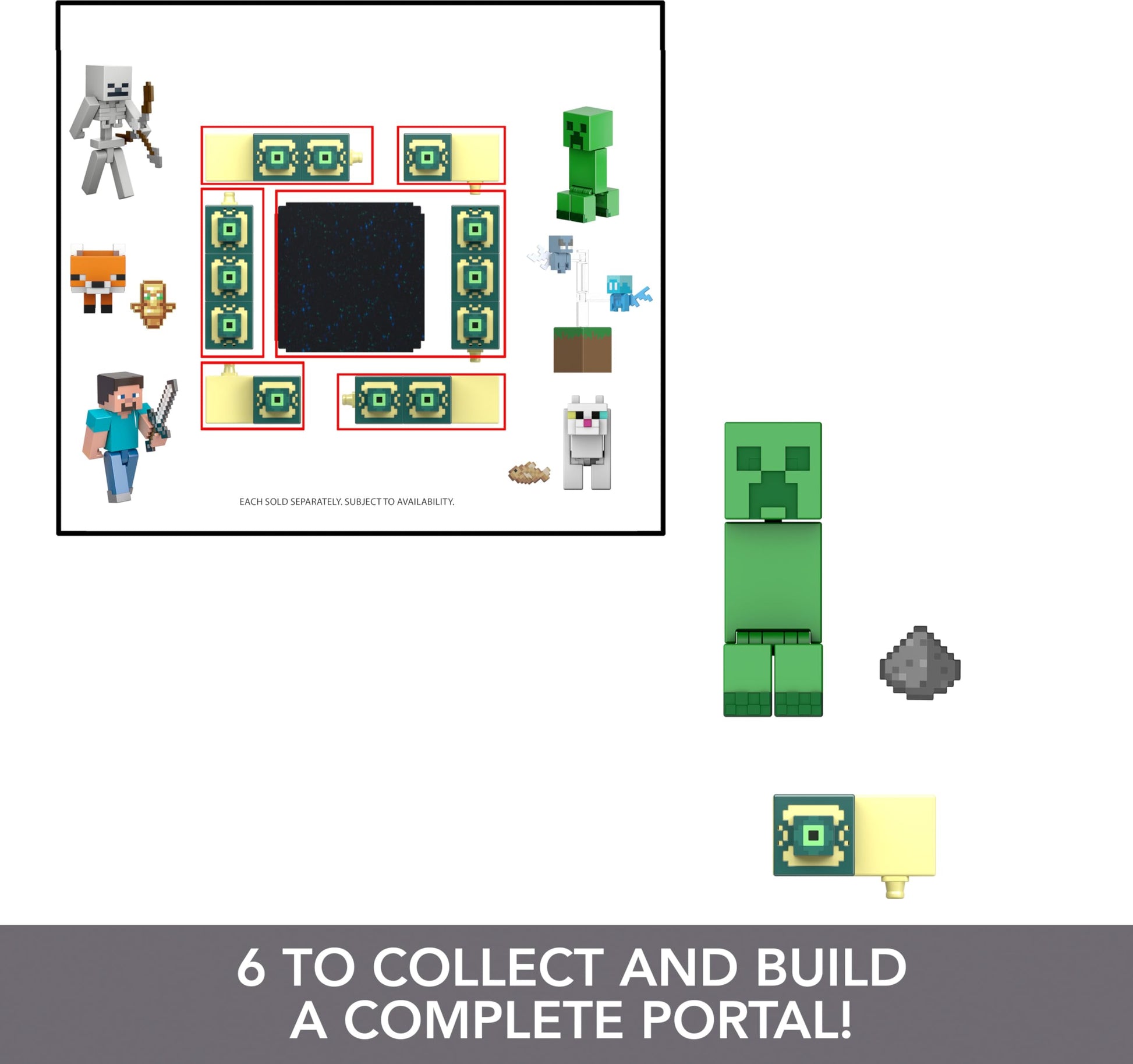 Mattel Minecraft Toys, Creeper Action Figure with Flint & Steel Accessories, Collectible Toy in 3.25-inch Scale