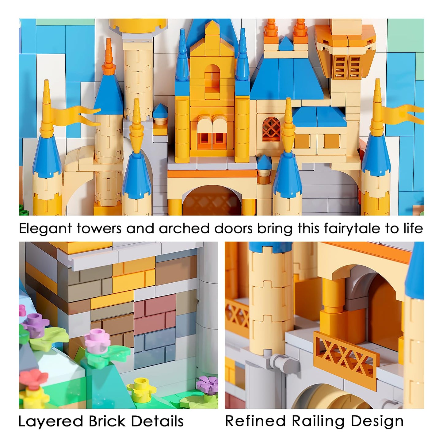Micro Brick Castle Building Blocks Toy Set, Creative Home Wall Decor and Office Art Painting for Girls Ages 8+, DIY 3D Castle Model for Adults, Teens