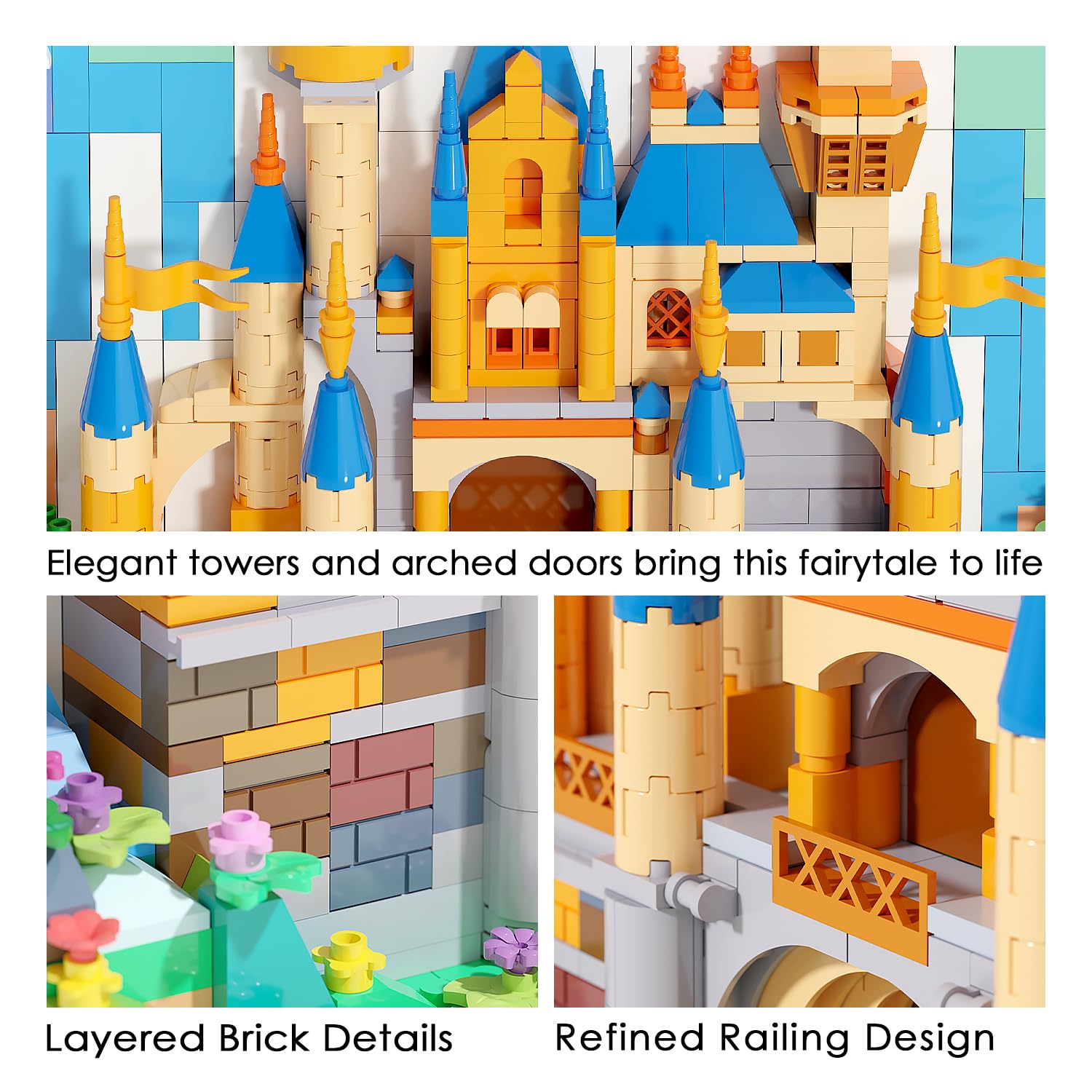 Micro Brick Castle Building Blocks Toy Set, Creative Home Wall Decor and Office Art Painting for Girls Ages 8+, DIY 3D Castle Model for Adults, Teens
