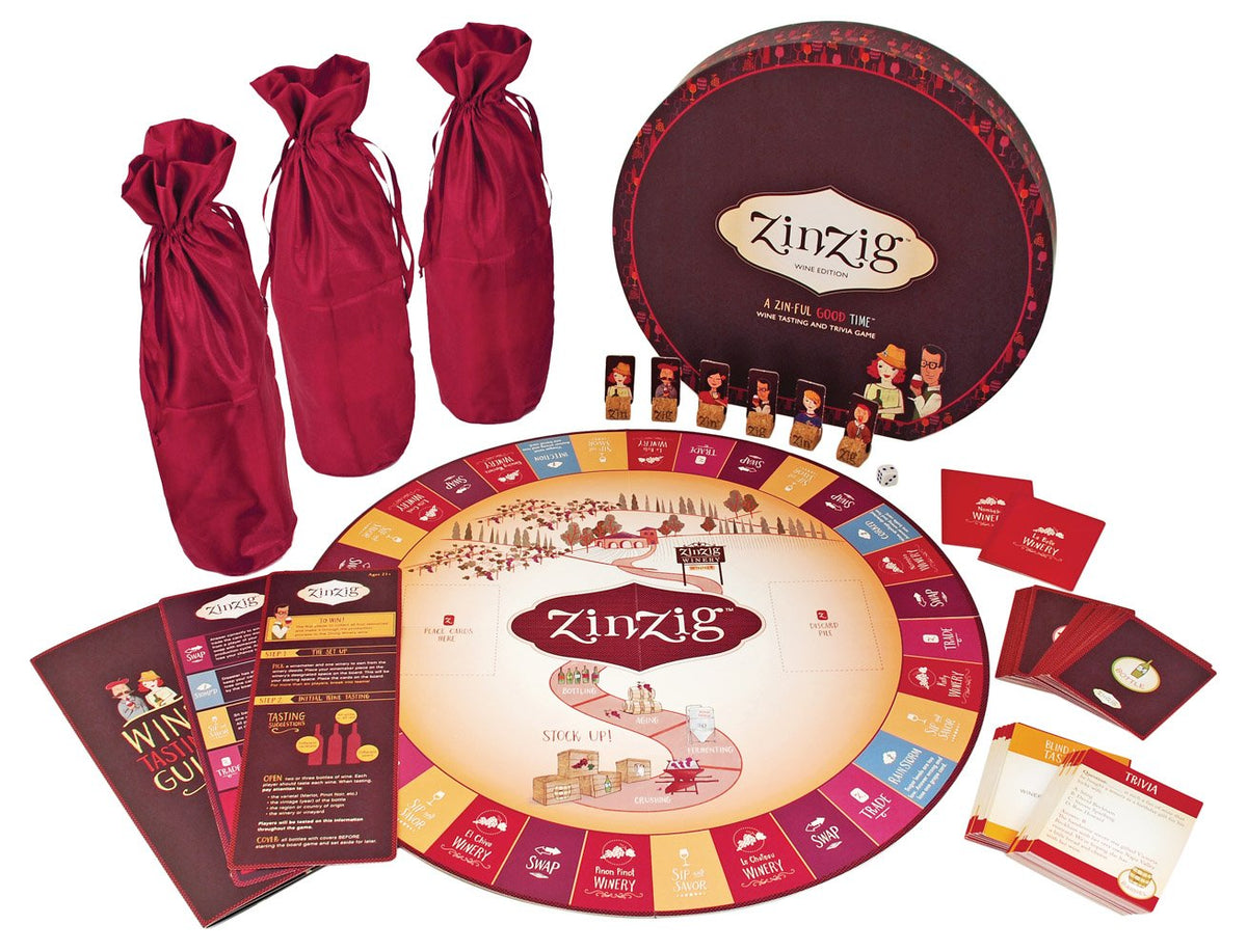 Zinzig Wine Tasting And Trivia Board Game by True