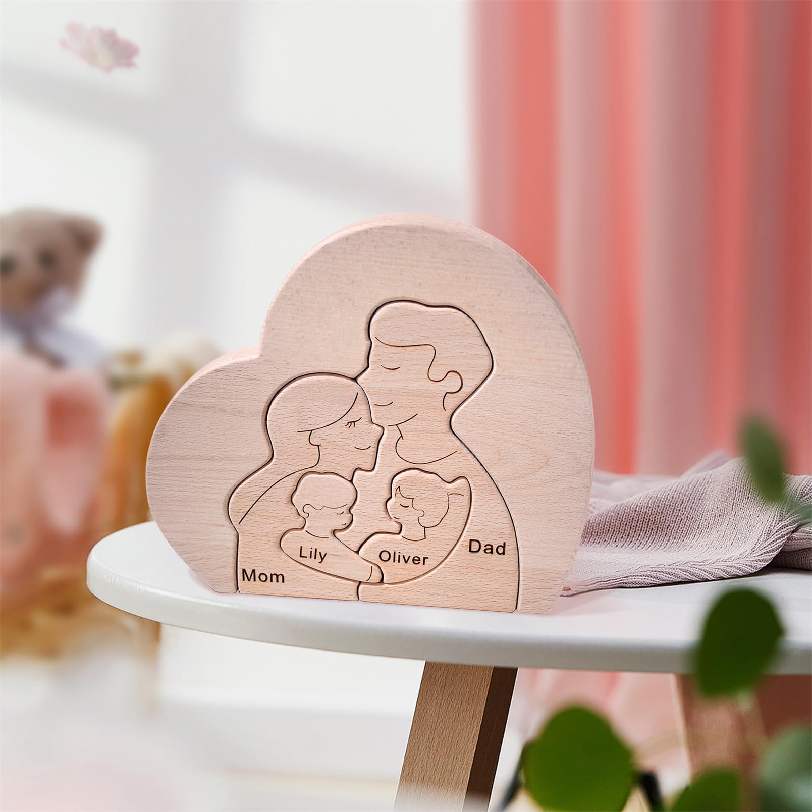 YOOURNEONS Custom Puzzle Personalized Wooden Puzzle with Family Name Personalized Wooden Home Decor Puzzles Gifts for Mom, Dad,Grandparents, Birthday